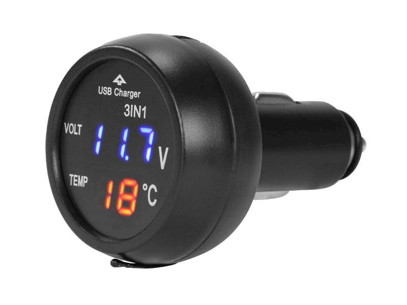 Ładowarka USB 2.1A z woltomierzem i termometrem