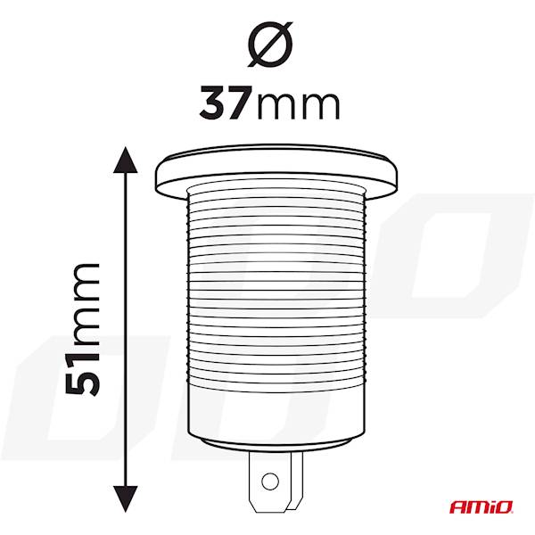 Gniazdo zasilania dodatkowe do zabudowy/ Waterproof 12/24V
