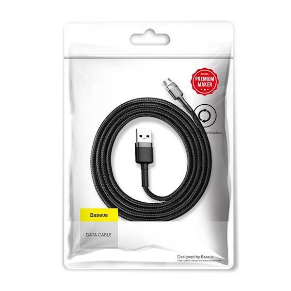 Kabel CAMKLF-BG1 Cafule USB - micro USB 1,0m 2,4A szaro-czarny