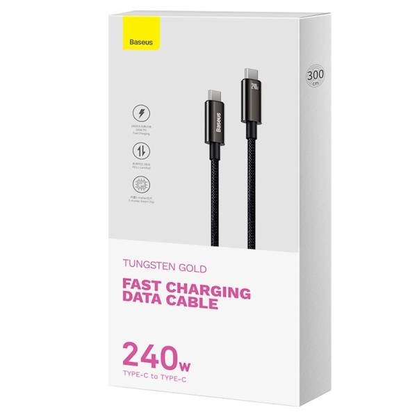 Kabel CAWJ040201 Tungsten PD USB-C - USB-C 3,0m czarny 240W