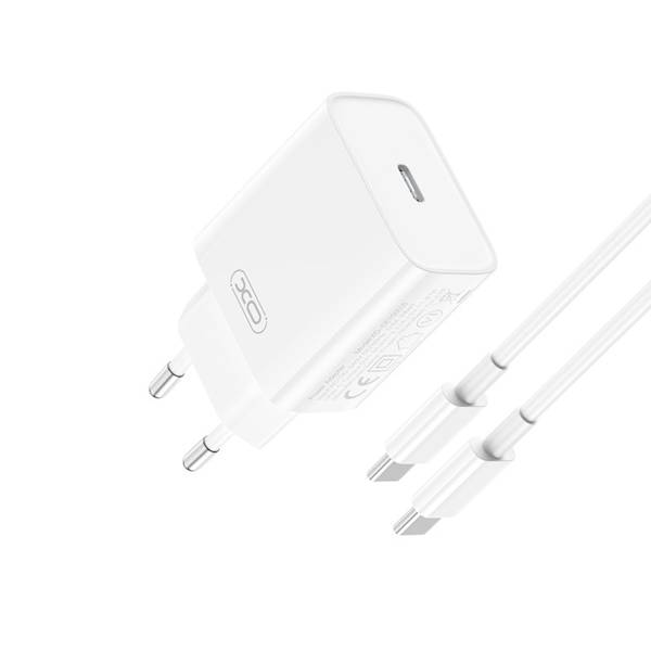 Ładowarka sieciowa CE15 PD 20W 1x USB-C biała + kabel USB-C - USB-C