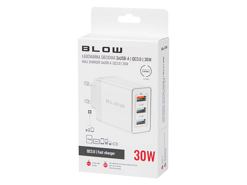 Ładowarka sieciowa USBx2 + USB QC