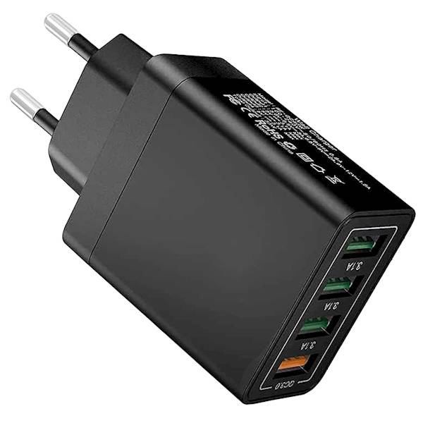 Ładowarka sieciowa szybka 4xusb quick charge 3.0 czarn