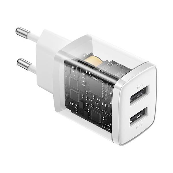 Ładowarka CCXJ010202 sieciowa Compact 2 x USB biała 10,5W