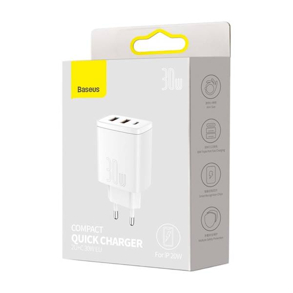 Ładowarka CCXJ-E02 sieciowa Compact PD 30W 1x USB-C 2x USB biała

