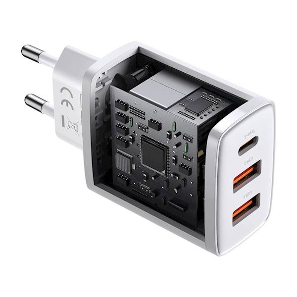 Ładowarka CCXJ-E02 sieciowa Compact PD 30W 1x USB-C 2x USB biała

