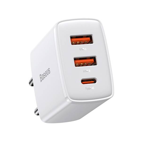 Ładowarka CCXJ-E02 sieciowa Compact PD 30W 1x USB-C 2x USB biała

