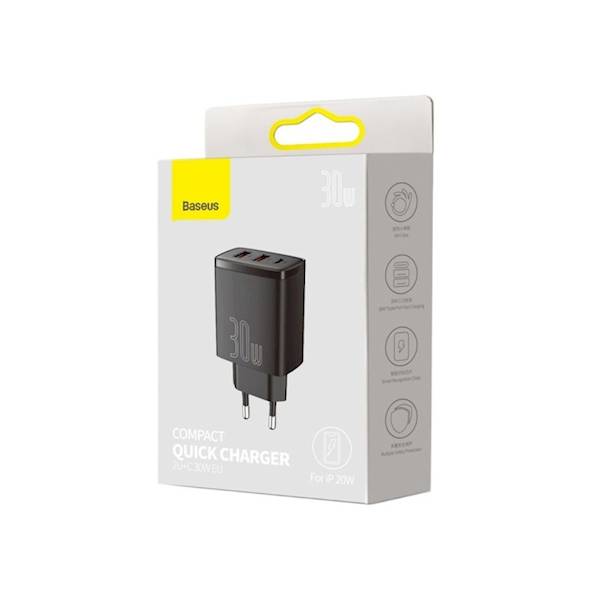 Ładowarka CCXJ-E01 sieciowa Compact PD 30W 1x USB-C 2x USB czarna

