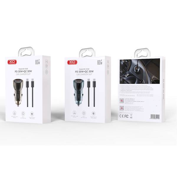 Ładowarka CC60 60W 1x USB 1x USB-C niebieska + kabel USB-C - USB-C