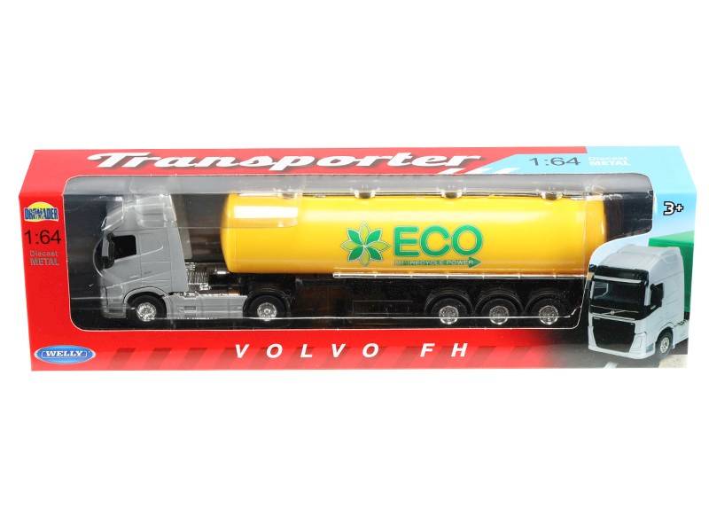 Model 1:64, VOLVO FH, srebrny żółta cysterna ECO