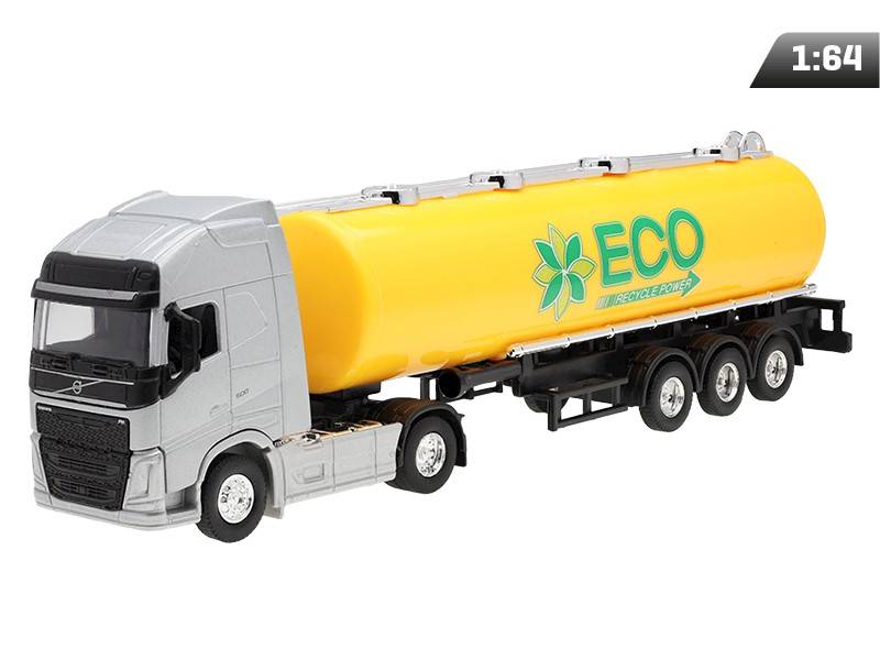 Model 1:64, VOLVO FH, srebrny żółta cysterna ECO