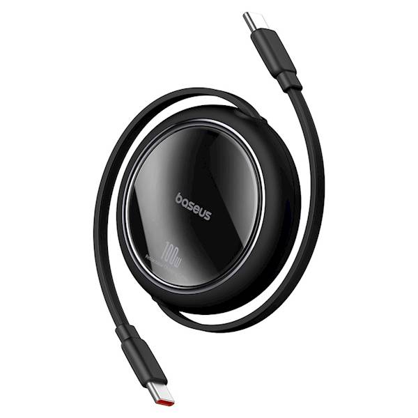 Kabel Baseus P10364500111-00 Free2Draw Mini USB-C - USB-C 1,0m 100W czarny zwijany