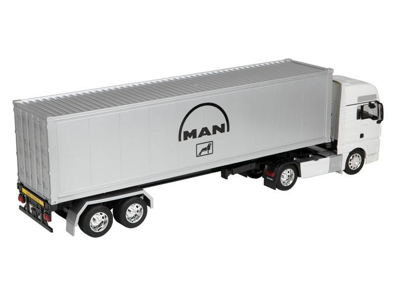Model 1:32, MAN TGX, ciągnik biały naczepa srebrna