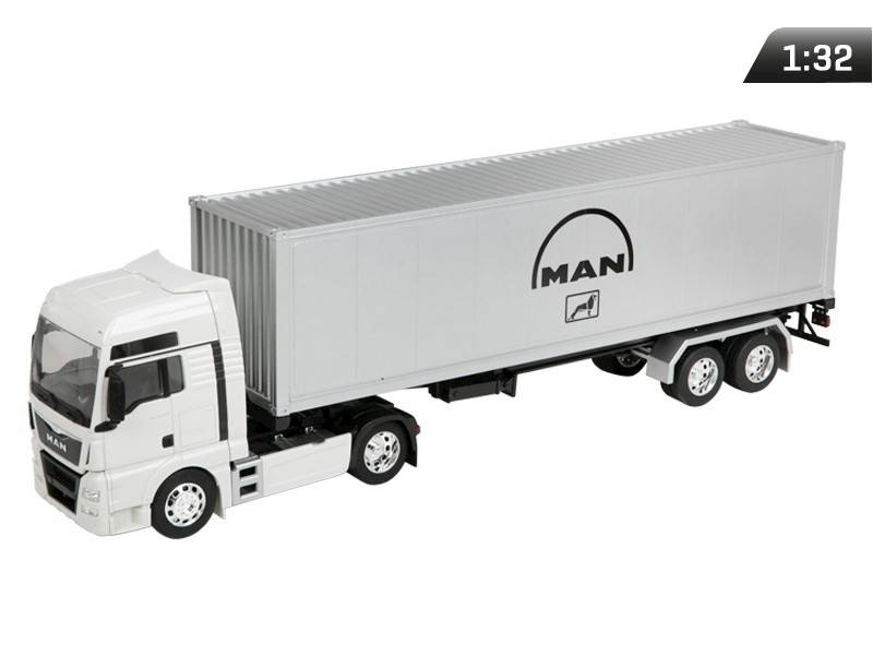 Model 1:32, MAN TGX, ciągnik biały naczepa srebrna