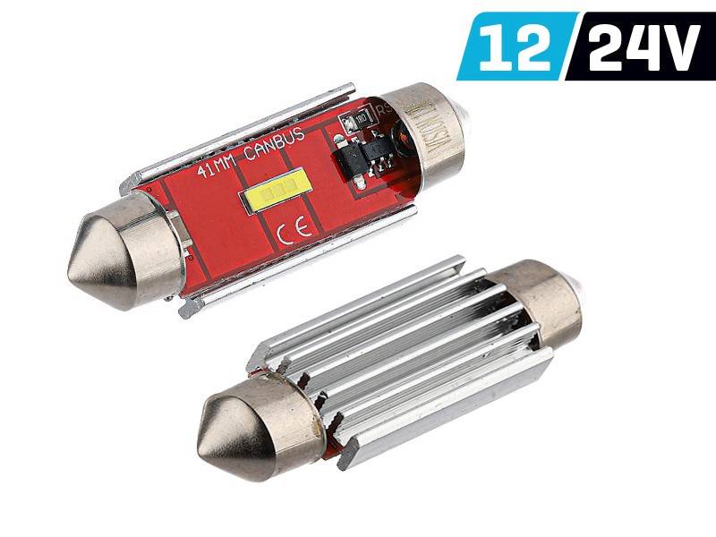 Żarówka VISION Festoon SV8.5 41mm 12/24 1x 1860 SMD LED, nonpolar, CANBUS, biała, 2 szt.
