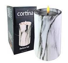 Świeca LED Marmur Biały H 12,5cm  FI 7,5cm