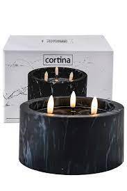 Świeca Led Marmur B Trzy Płomienie H 9,3cm FI 15cm