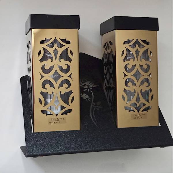 Znicz Metalowy Solarny Paris DUO Złoty