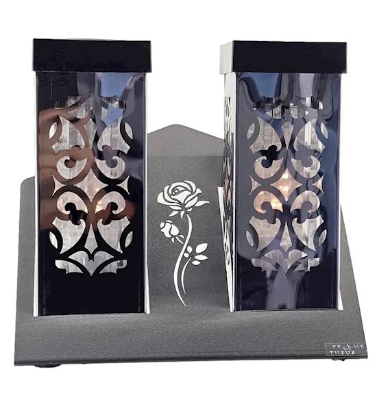 Znicz Metalowy Solarny Paris DUO Srebrny