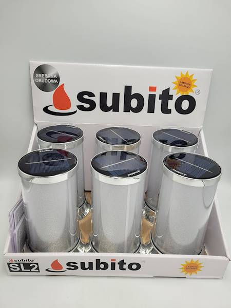 Znicz Subito Solarny Srebrny Biały Ciepły/Zimny