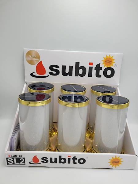 Znicz Subito Solarny Złoty Biały Ciepły/Zimny