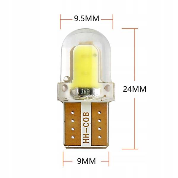 ŻARÓWKA POSTOJÓWKA LED 4 COB W5W T10 SILIKON BIAŁA