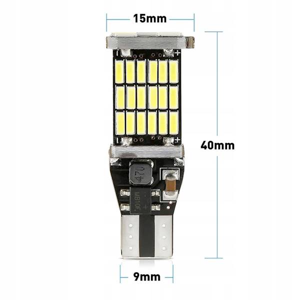 ŻARÓWKA SAM. T15 W16W 45 smd Canbus Biała