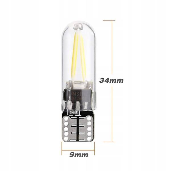 ŻARÓWKA LED COB FILAMENT W5W 12V 24V BIAŁA silikon