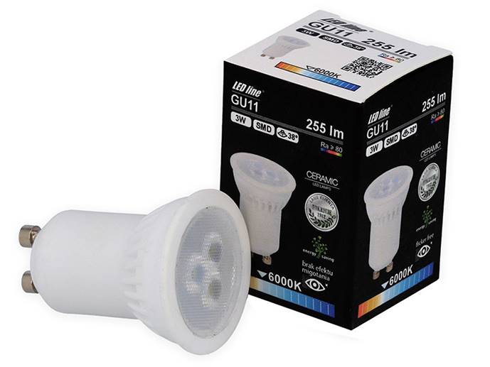 Żarówka LED GU11 3W biały zimny ceramic 38 stopni
