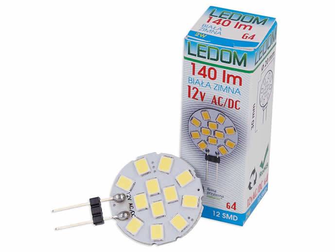 Żarówka LED G4 2w talerzyk  12V  b.zimny