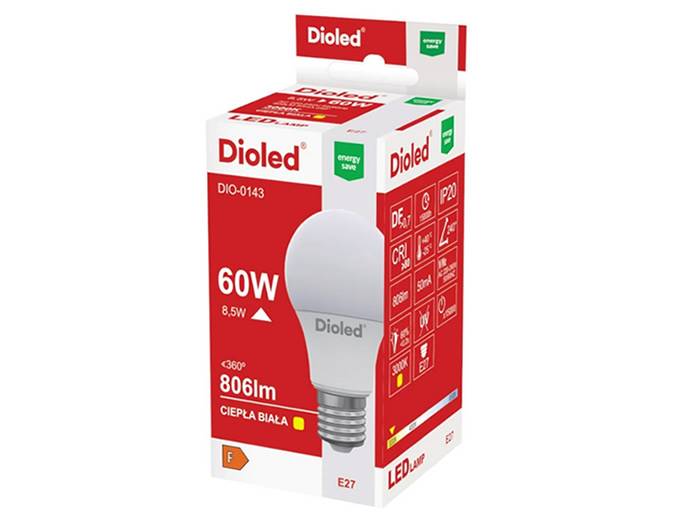 Żarówka LED E27 8,5W b.ciepły
