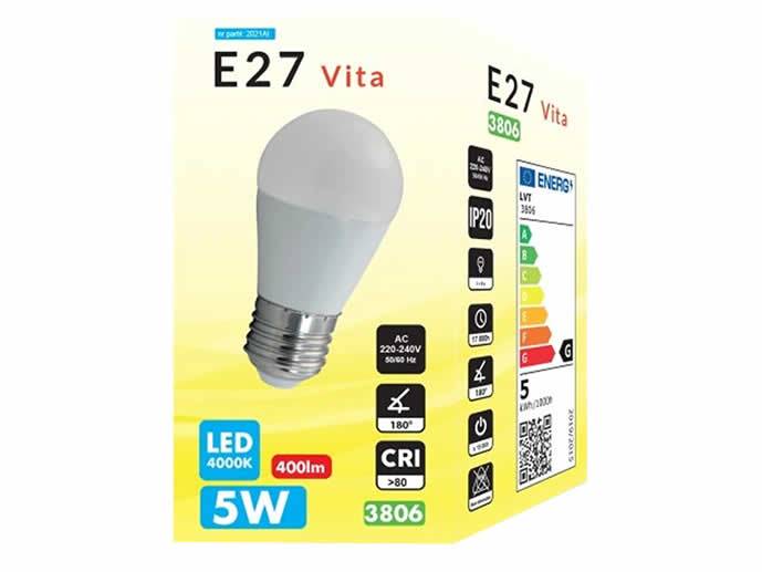 Żarówka LED E27 5W biała dzienna kulka