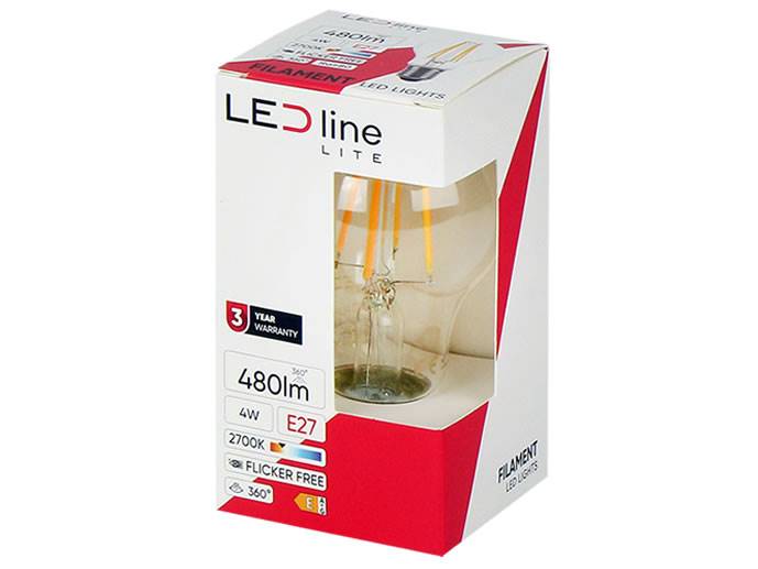 Żarówka LED E27 4W biała ciepła filament