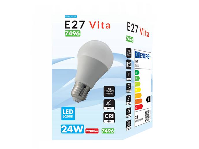 Żarówka LED E27 24W  biały zimny duża