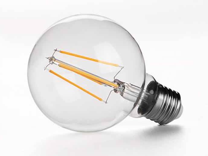 Żarówka LED E27 10W kula, ciepła, filament