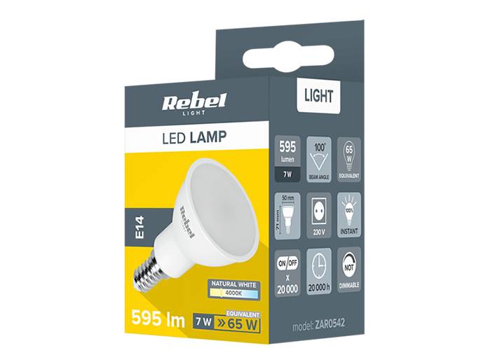 Żarówka LED E14 7W grzybek, biała neutralna 
