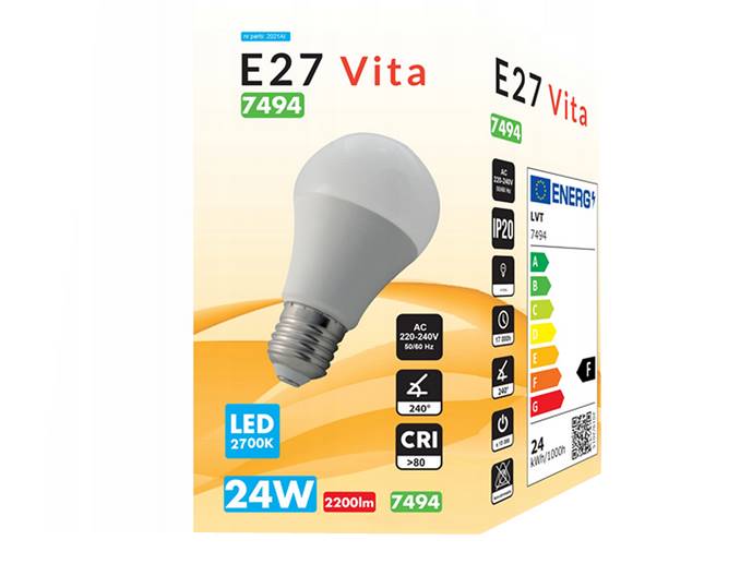 Żarówka LED E27 24W duża kula, biała ciepła