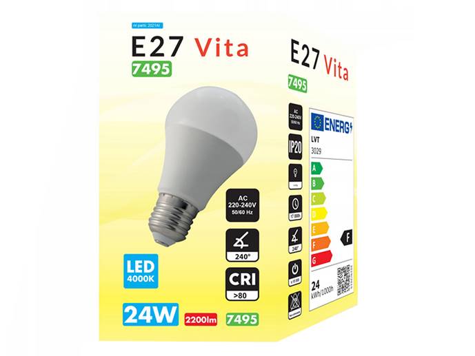 Żarówka LED E27 24W  biały dzienny duża