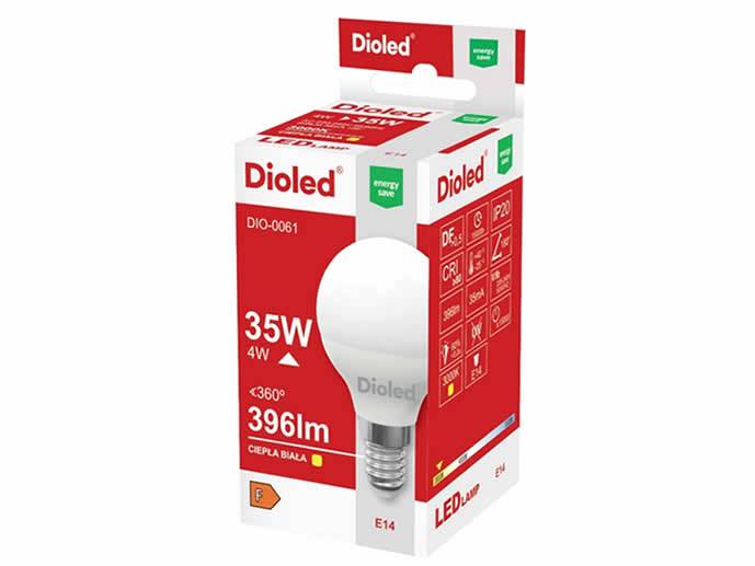 Żarówka LED E14 4W mała kulka, biała ciepła