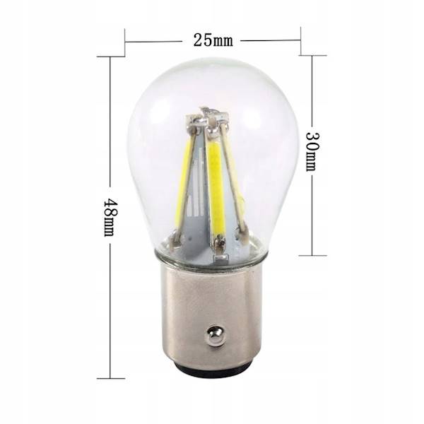 Żarówka LED 4 COB filament P21/5W BAY15D 12V 24V