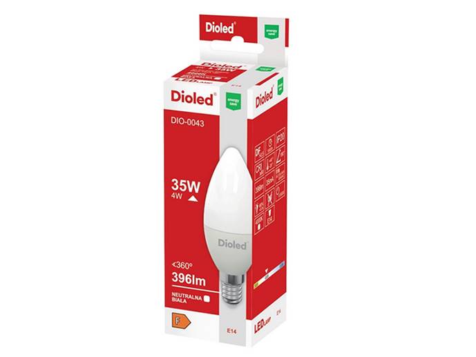 Żarówka LED E14 4W świeczka, biała neutralna 