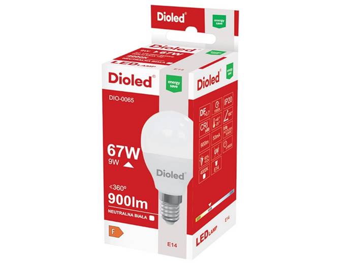 Żarówka LED E14 9W kropla/ kulka, biała neutralna