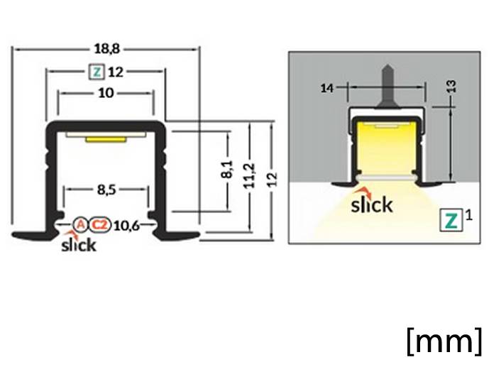 Profil SMART-IN10 biały 2m