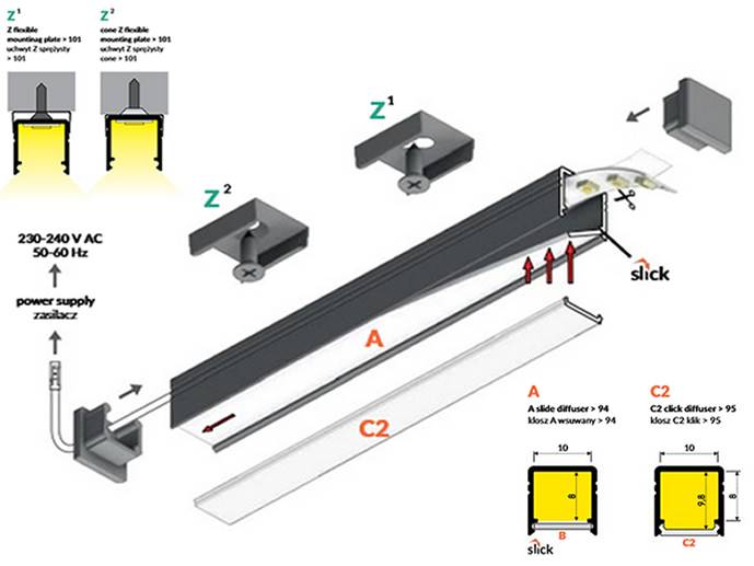 Profil SLIM8 surowe aluminium 2m