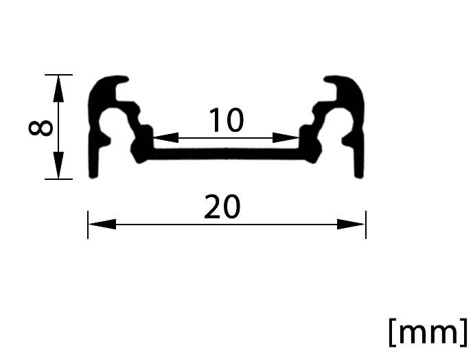 Profil SURFACE10 czarny 2m