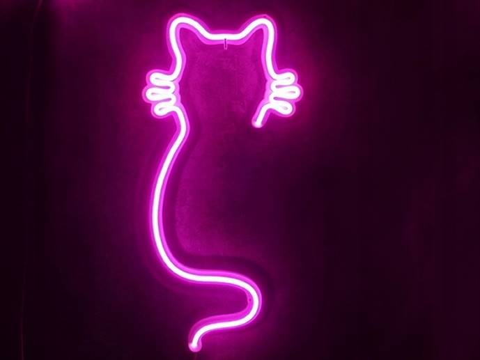 neon Kot wąsaty 21x44 cm