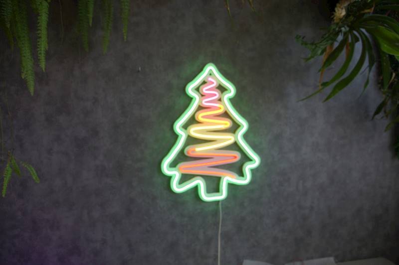 neon Choinka dla kociarzy 48x65 cm 
