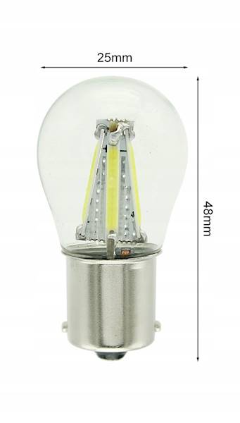 LED 4 COB FILAMENT P21W R5W BA15S 12V 24V BIAŁA
