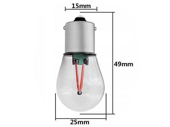 Żarówka LED P21W BA15S filamentowa, czerwona