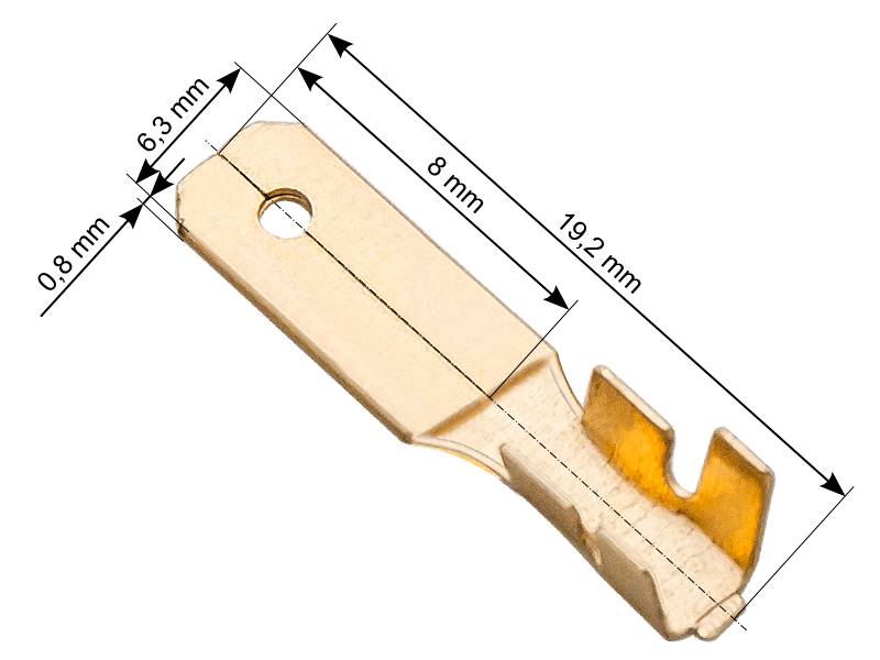Konektor M męski 6,3mm nieizolowany płaski